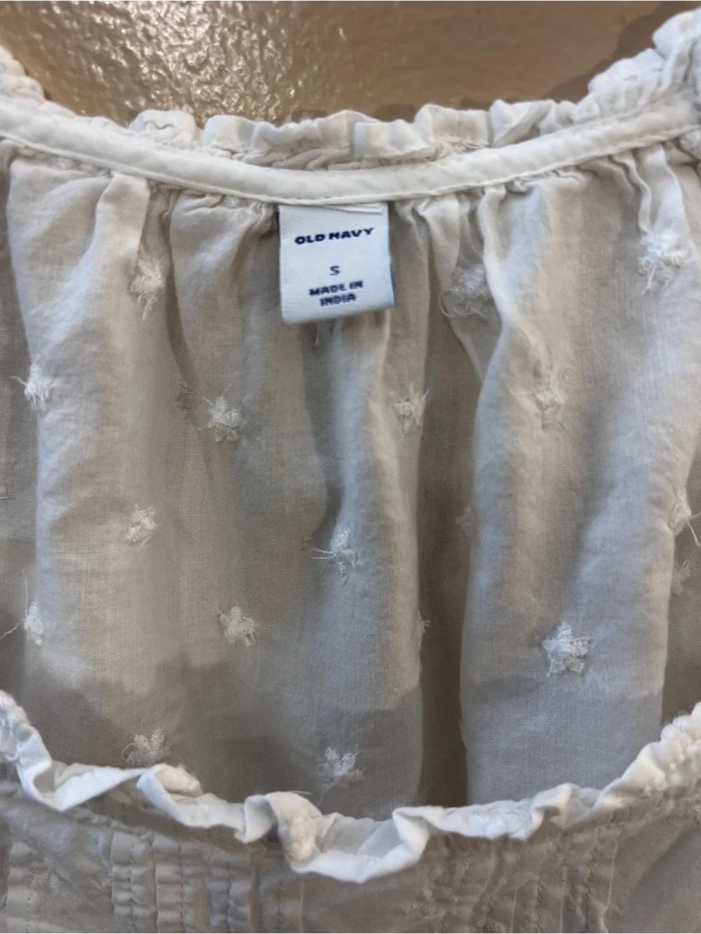 Old Navy White Embroidered Puff-Sleeve Peasant Top